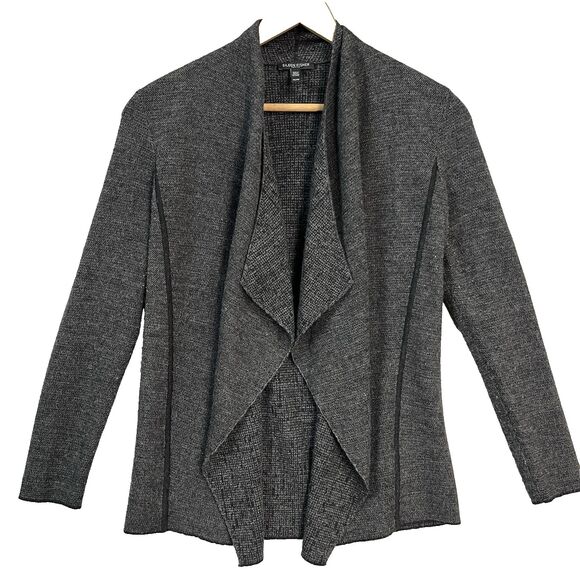 Eileen Fisher Women's‎ Black/Gray Merino Wool Open Front Jacket Blazer Sz Small - Picture 1 of 7